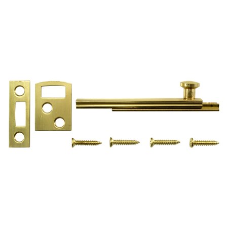 MIDWEST FASTENER 3" Polished Brass Surface Bolts 37342